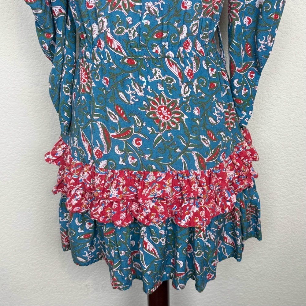 Place Nationale Floral Boho Ruffle High Neck Mini Dress - Picture 11 of 15